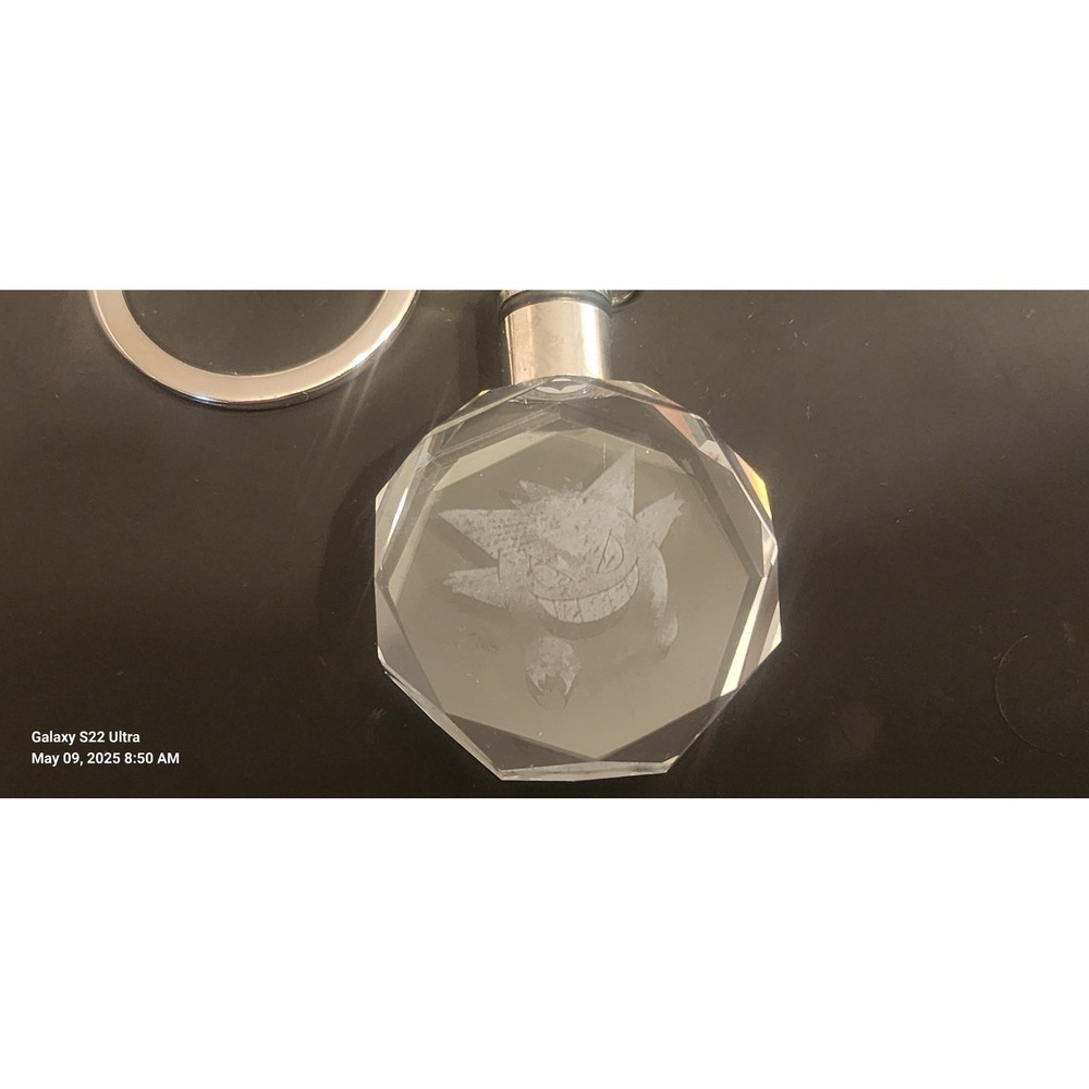 Pokemon Gengar Crystal Keychain LED Light‎ Up Keyring Anime Gift